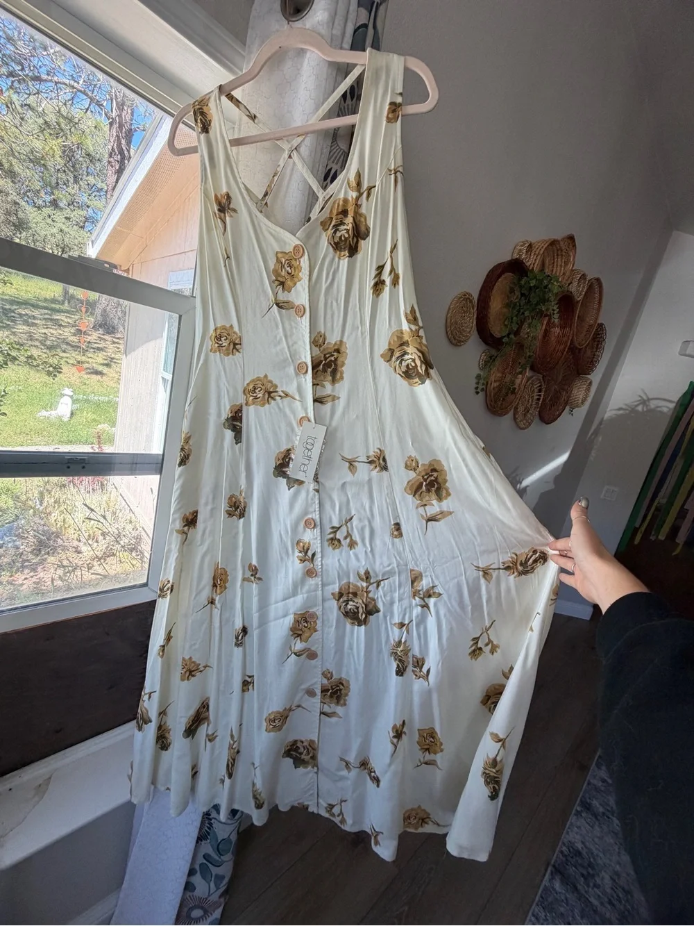 Together Cream Floral Button-Front Sundress - Picture 1 of 5
